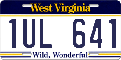 WV license plate 1UL641