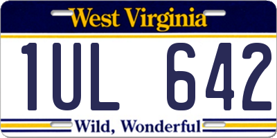 WV license plate 1UL642