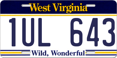 WV license plate 1UL643