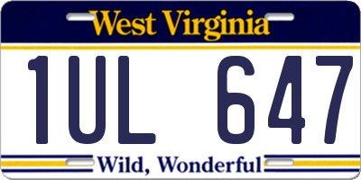 WV license plate 1UL647