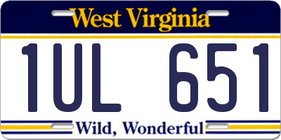WV license plate 1UL651