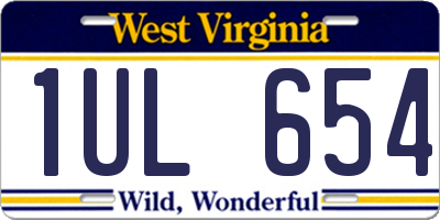 WV license plate 1UL654