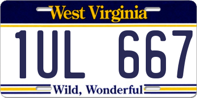 WV license plate 1UL667