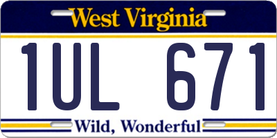 WV license plate 1UL671