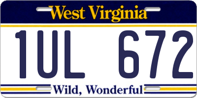 WV license plate 1UL672