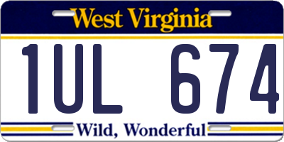 WV license plate 1UL674