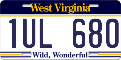 WV license plate 1UL680