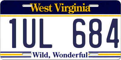 WV license plate 1UL684