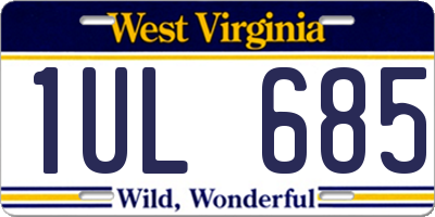 WV license plate 1UL685