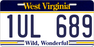 WV license plate 1UL689