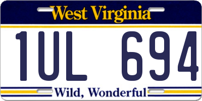 WV license plate 1UL694