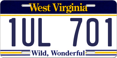 WV license plate 1UL701