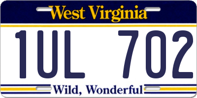 WV license plate 1UL702