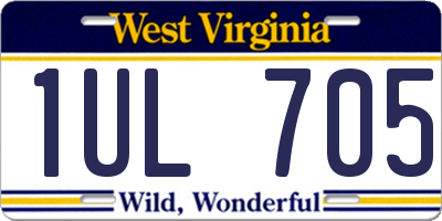 WV license plate 1UL705