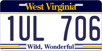 WV license plate 1UL706