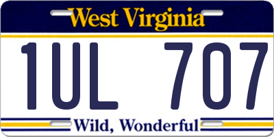 WV license plate 1UL707