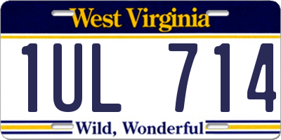 WV license plate 1UL714