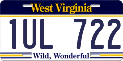 WV license plate 1UL722