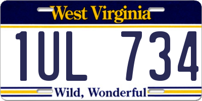 WV license plate 1UL734