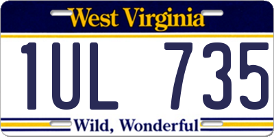 WV license plate 1UL735
