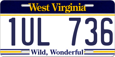 WV license plate 1UL736