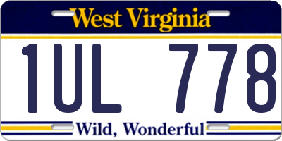 WV license plate 1UL778