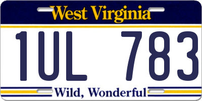 WV license plate 1UL783