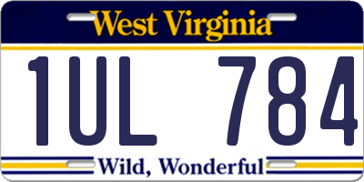WV license plate 1UL784