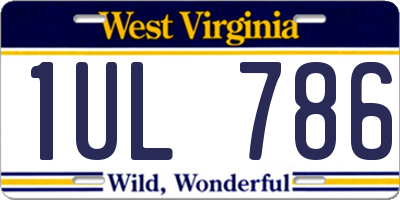 WV license plate 1UL786