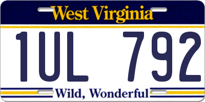 WV license plate 1UL792