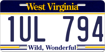 WV license plate 1UL794