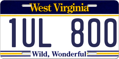 WV license plate 1UL800