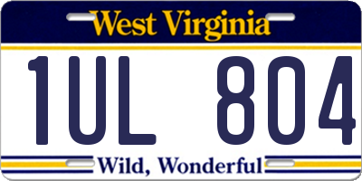 WV license plate 1UL804