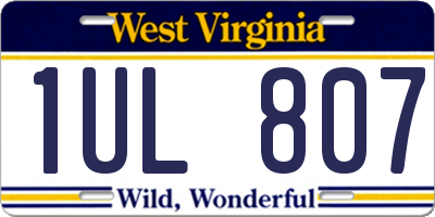 WV license plate 1UL807