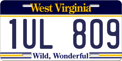 WV license plate 1UL809