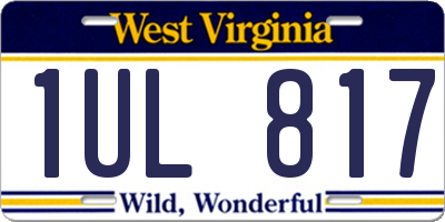 WV license plate 1UL817