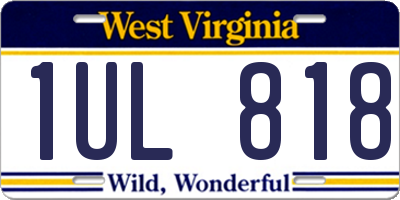 WV license plate 1UL818