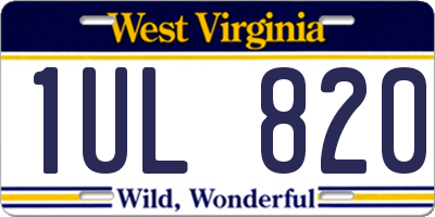 WV license plate 1UL820