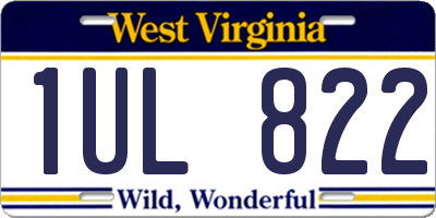 WV license plate 1UL822