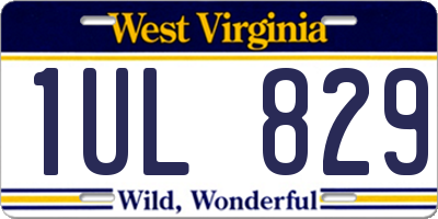 WV license plate 1UL829