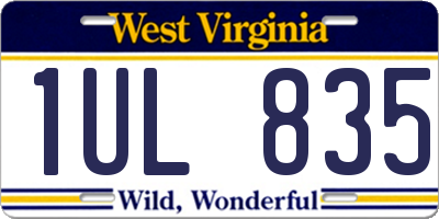 WV license plate 1UL835