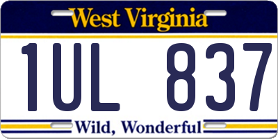 WV license plate 1UL837