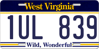 WV license plate 1UL839