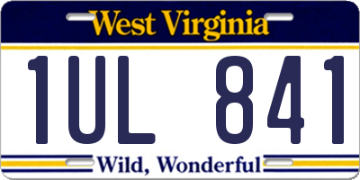 WV license plate 1UL841