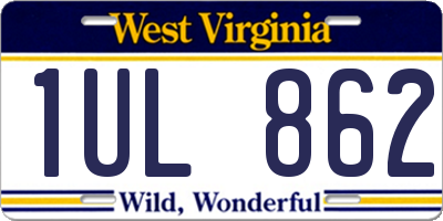 WV license plate 1UL862