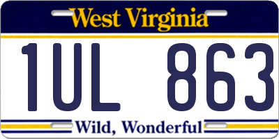 WV license plate 1UL863
