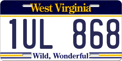 WV license plate 1UL868