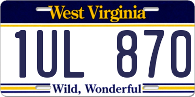 WV license plate 1UL870