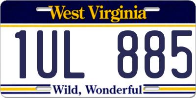 WV license plate 1UL885