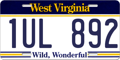 WV license plate 1UL892
